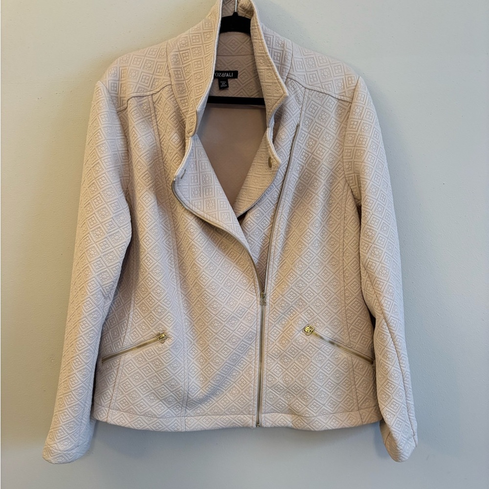 Roz & Ali Cream Textured Blazer 2X